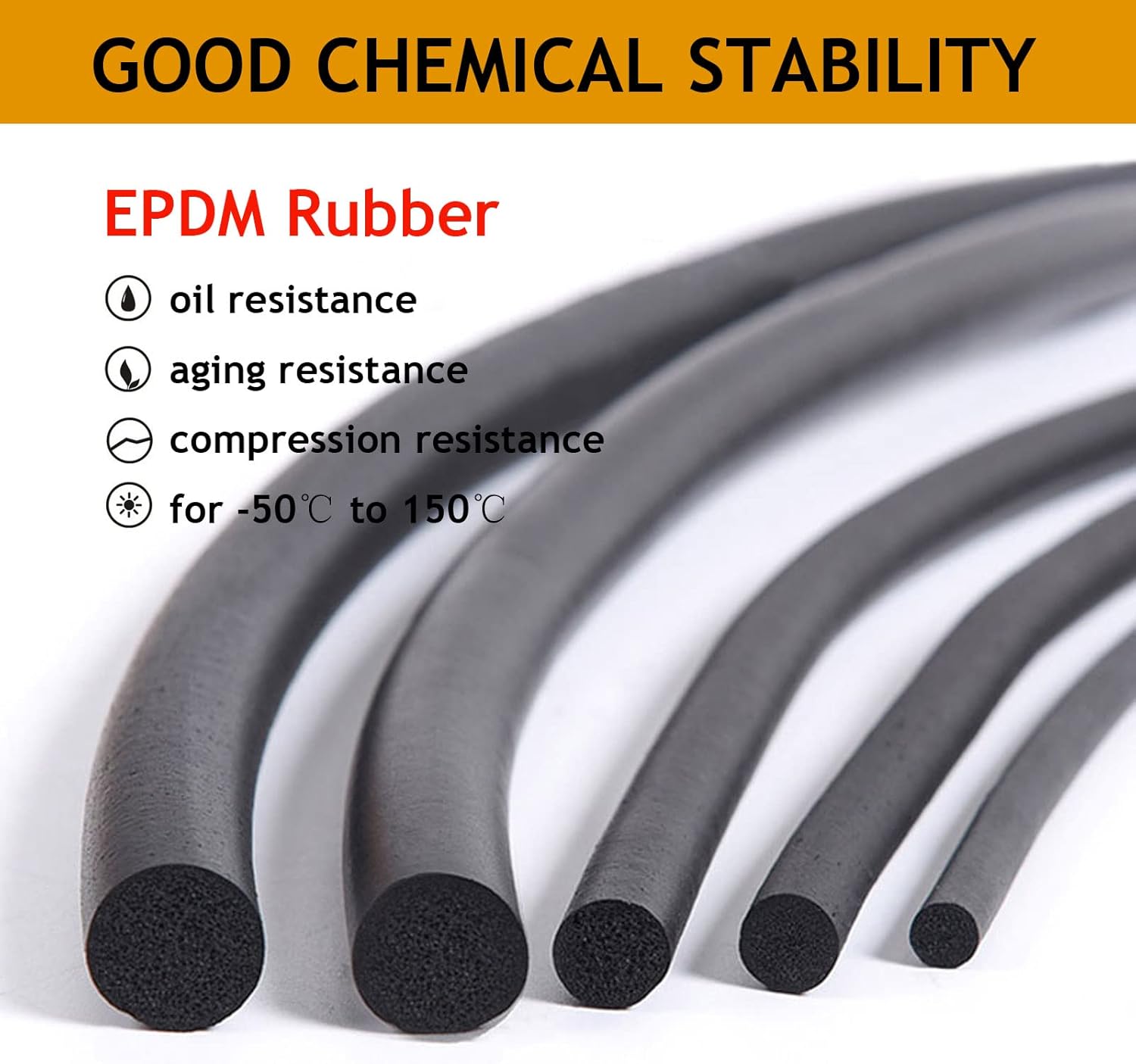 TA-VIGOR Foam Backer Rod 1/4 Inch, 3.28Ft EPDM Closed Cell Solid Foam Tubing Strip, Rubber Caulk Saver for Door Window Weatherstripping & Gaps & Concrete Expansion Joint Filler