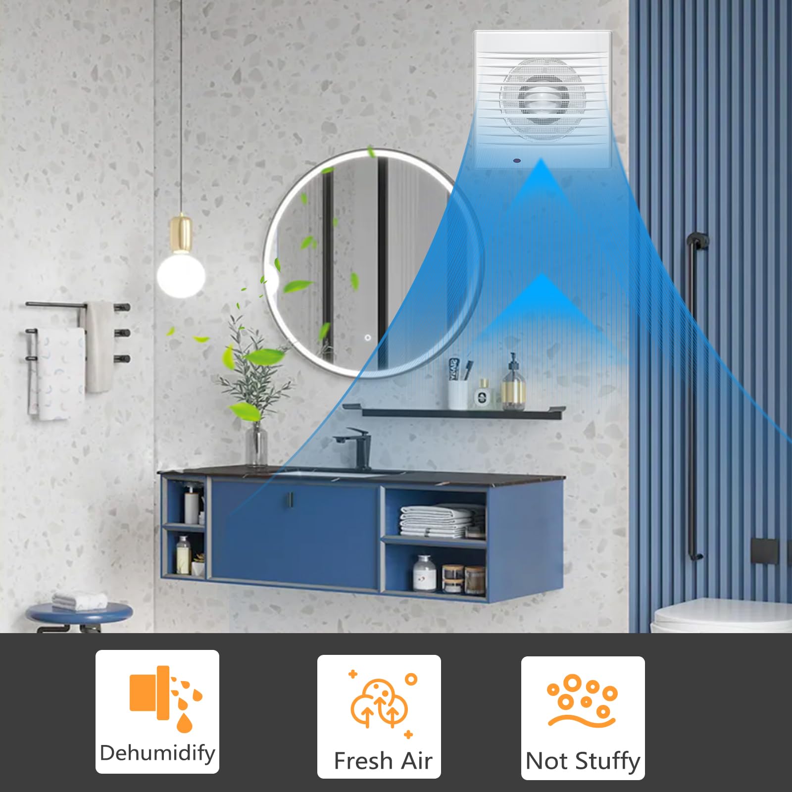Badventilator Mit Hochglanzfront Weiß Badlüfter Badventlator WC Lüfter Küchenlüfter Desgn Lüfter Küchenlüfter Design