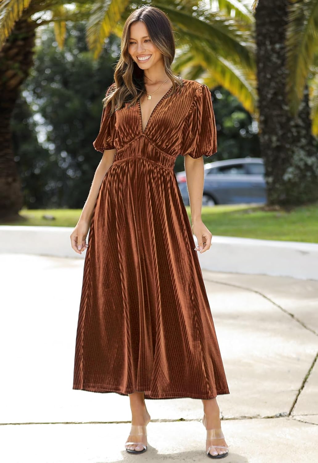 Sissyaki Women's Velvet Formal Dresses for Wedding Guest 2025 Fall Winter Dress - Image 4