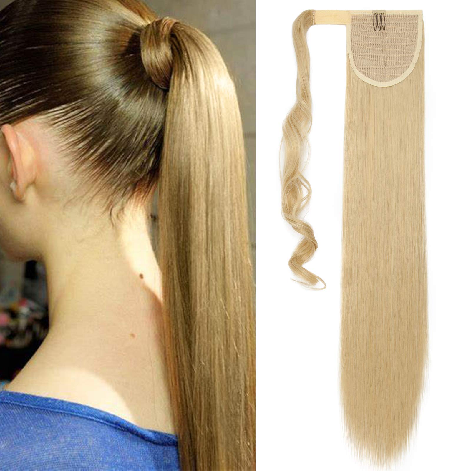 32"(81cm) SEGO Coleta Postiza Larga Pelo Sintético Se Ve Natural [Castaño Oscuro] Extensiones de Cabello Clip Cola Lisa Ponytail Extension (140g) — view 13