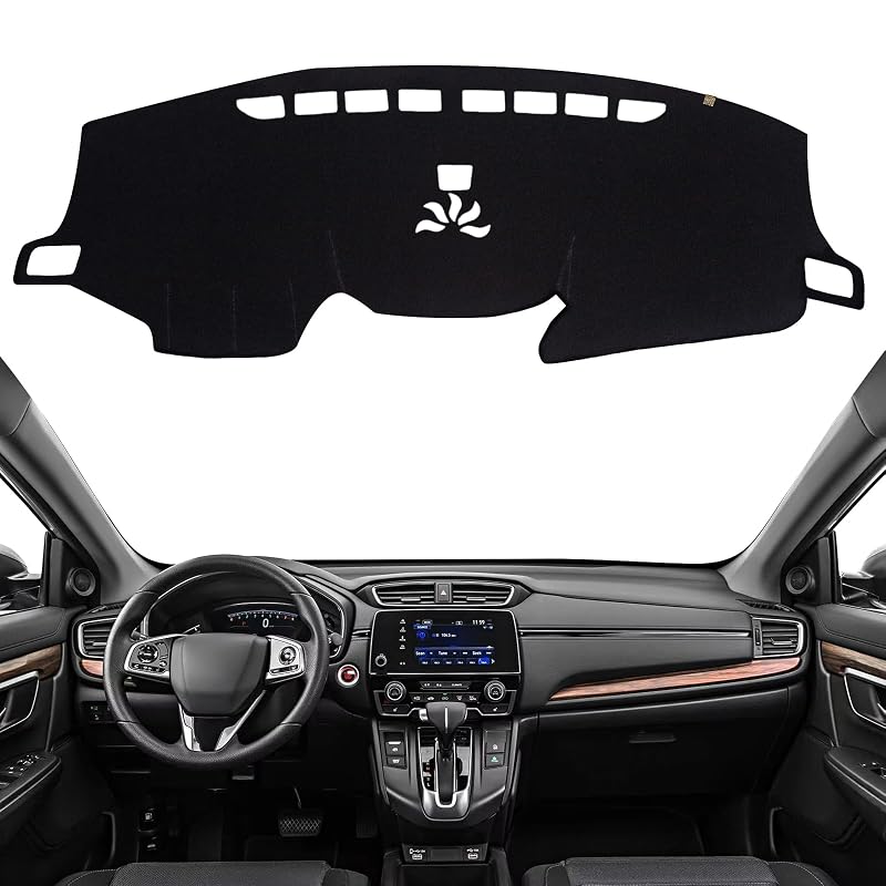 Capa para Painel Automotivo KEYOOG para Honda CR-V 2017–2022 sem HUD, preta, com acabamento antiderrapante e recortes para saídas de ar