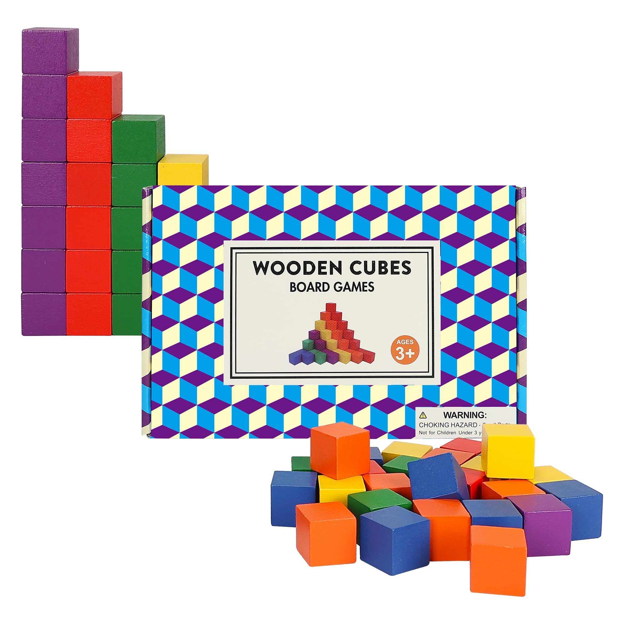 Offelec 108 Pack 1 Inch Wooden Blocks, 6 Colors STEM Math Sorting Toys, Wood Building & Stacking Blocks for Toddlers, Classroom Learning Wooden Cube Blocks, Creative Play & DIY Craft for Kids Ages 3+