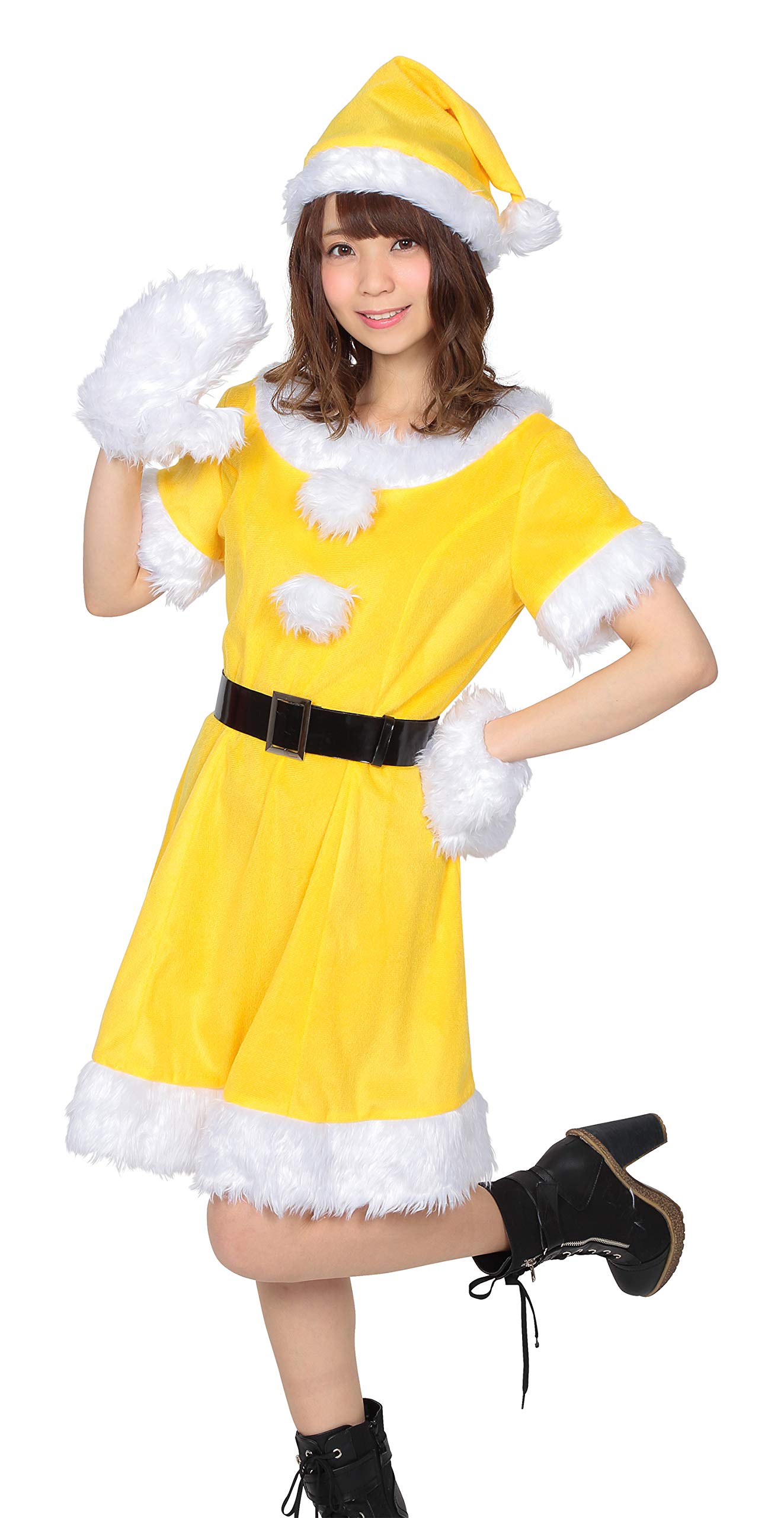 Amazon カラー イエロー カラフルサンタ コスプレ サンタコス 衣装 サンタ ワンピース 手袋 ボンボン ドレス コスプレ コスチューム クリスマス サンタコスプレ 仮装 カラー レッド ブラック ブルー ピンク イエロー ホワイト グリーン パープル オレンジ セクシー