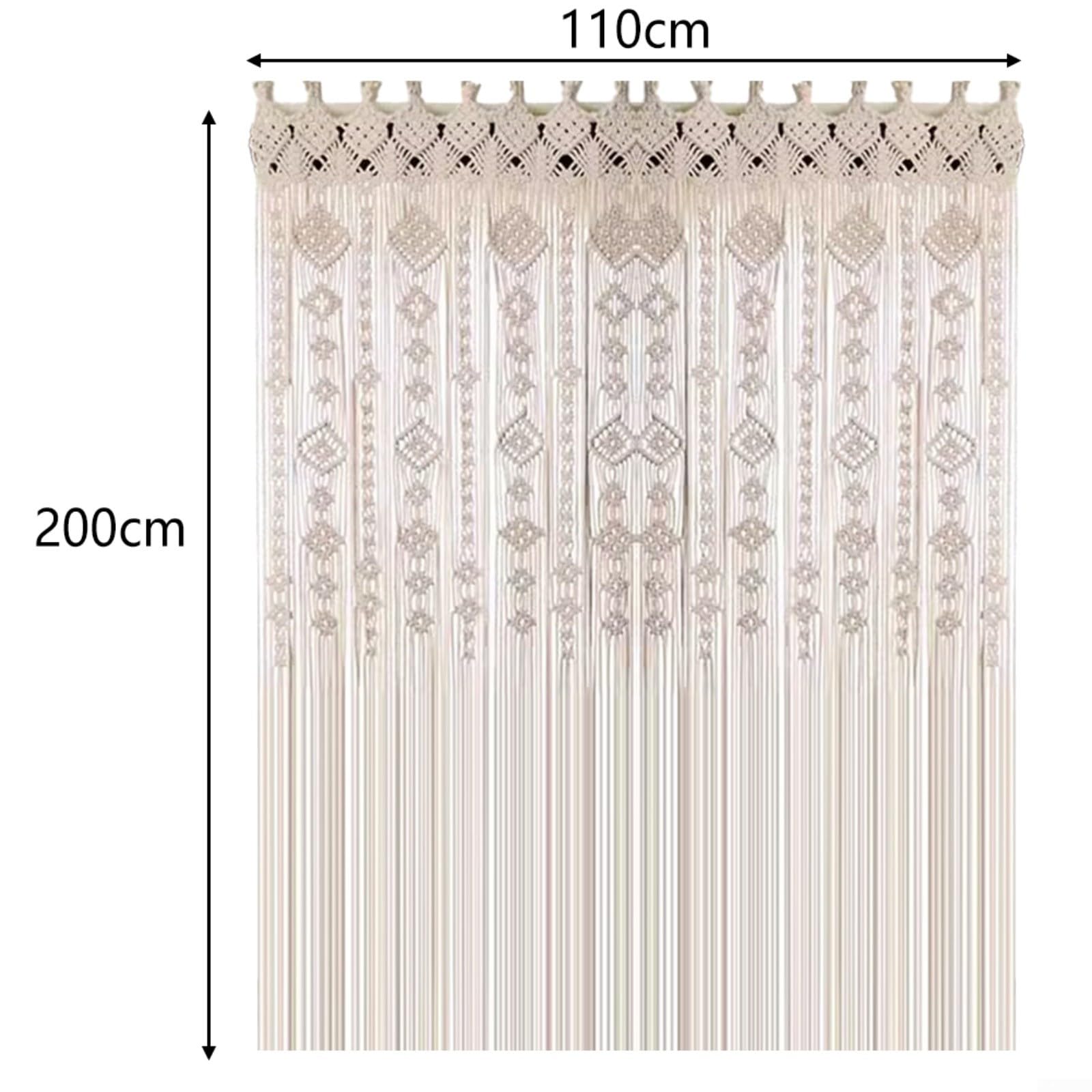 Tenda da porta in tessuto bohémien, 85 x 200 cm, in pizzo di cotone, da appendere alla parete, per matrimoni, finestre, archi, divisori, decorazione per la casa (110 x 200 cm)