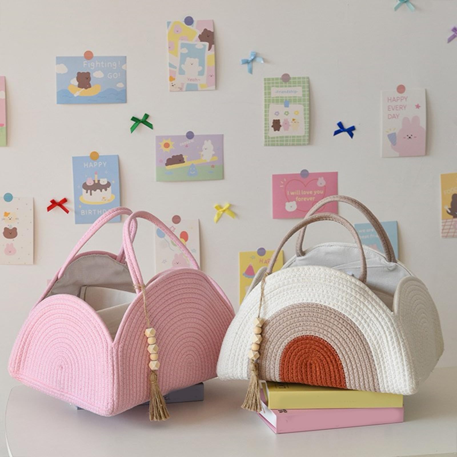 Leichte Wickeltasche aus Baumwollseil für Babys mit mehreren Fächern und multifunktionalem Design