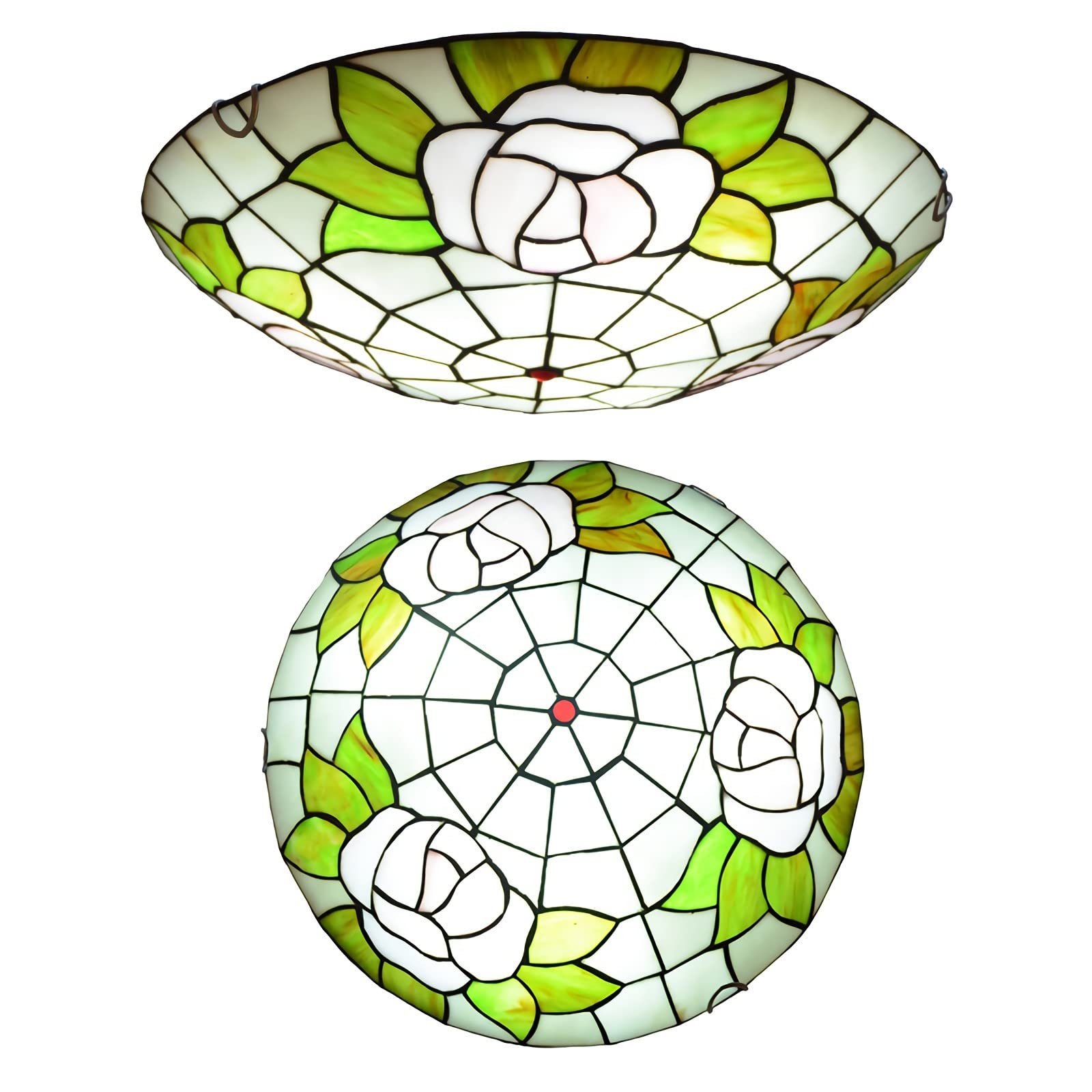 Lampa sufitowa LED 12/16/20 cali, okrągła oprawa wpuszczana z kolorowego szkła, styl vintage E27, dekoracyjny żyrandol do salonu, sypialni, jadalni, korytarza, kuchni, Dx03b 40 cm (dx08a 50 cm)