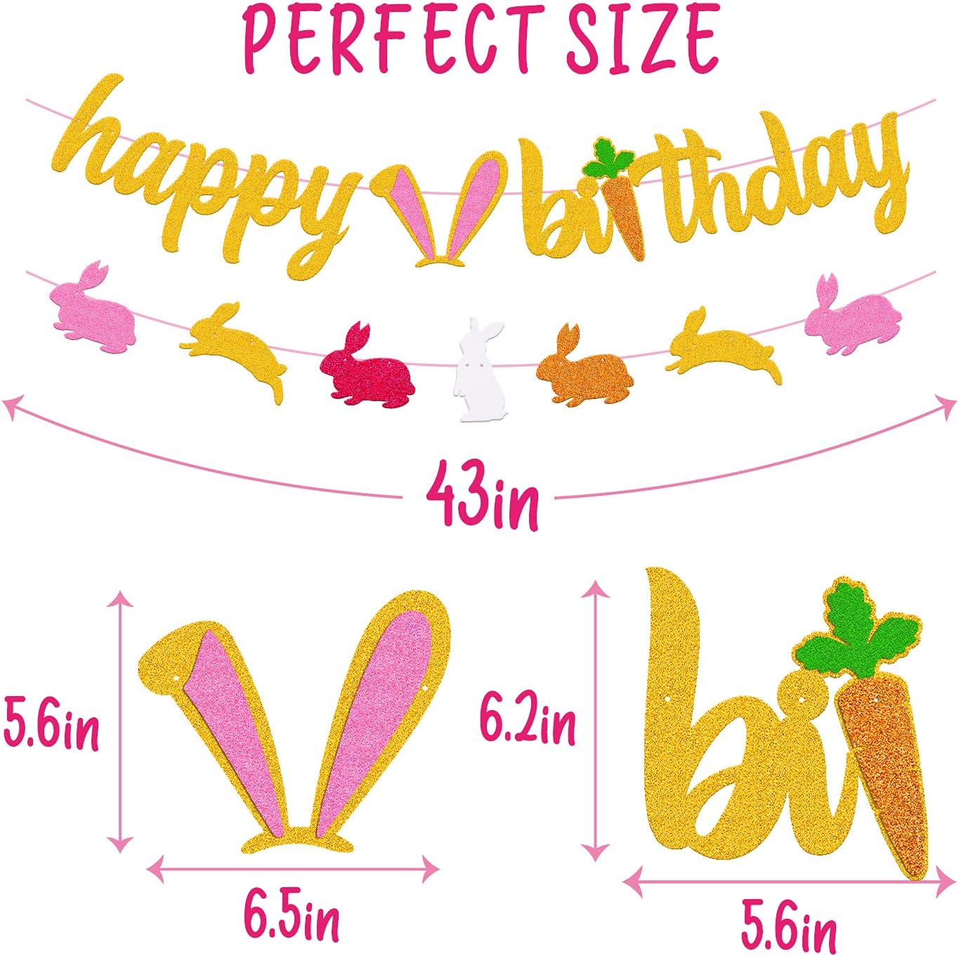 Bunny Birthday Banner Easter Bday Kit Rabbit Egg Theme for Children Girl Boy 1st 2nd Bday Spring Party Decoration Supplies