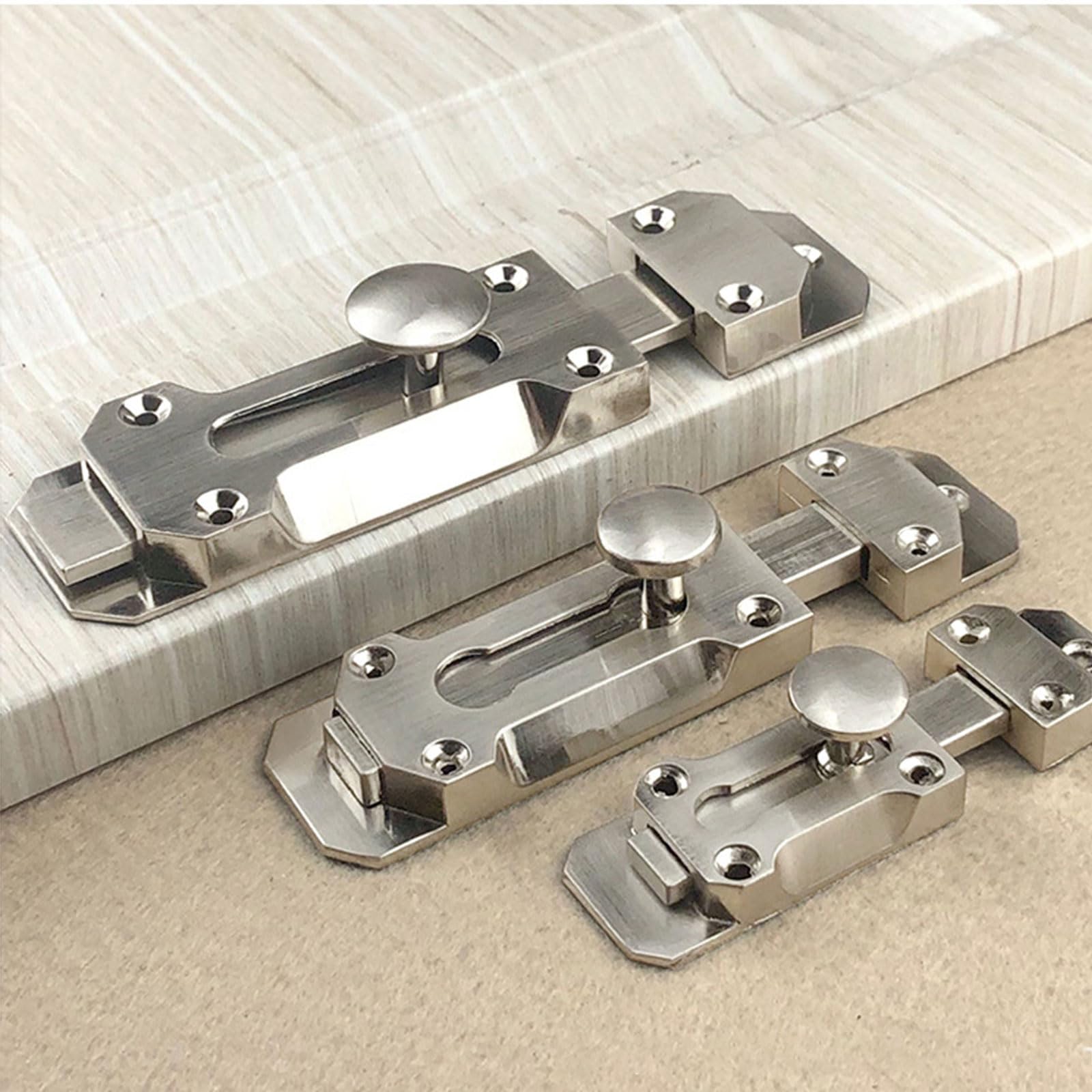 rflaueo 2pcs 100mm Polished Chrome Door Bolt Door Bolts for Internal Doors Flat Slide Safety Door Bolt with Screws for Bedrooms Bathrooms - Image 4
