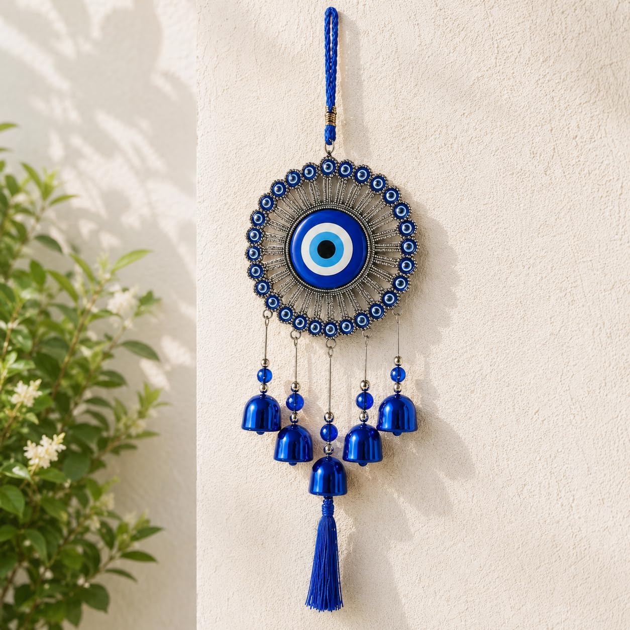 KIRINVEDA 5 Bells Wind Chimes Door Decoration, Nazar Battu for Home Positive Energy, Evil Eye Hanging for Home and Office, Evil Eye Home Decor Items, Hanging Decorative Items for Home-image-43