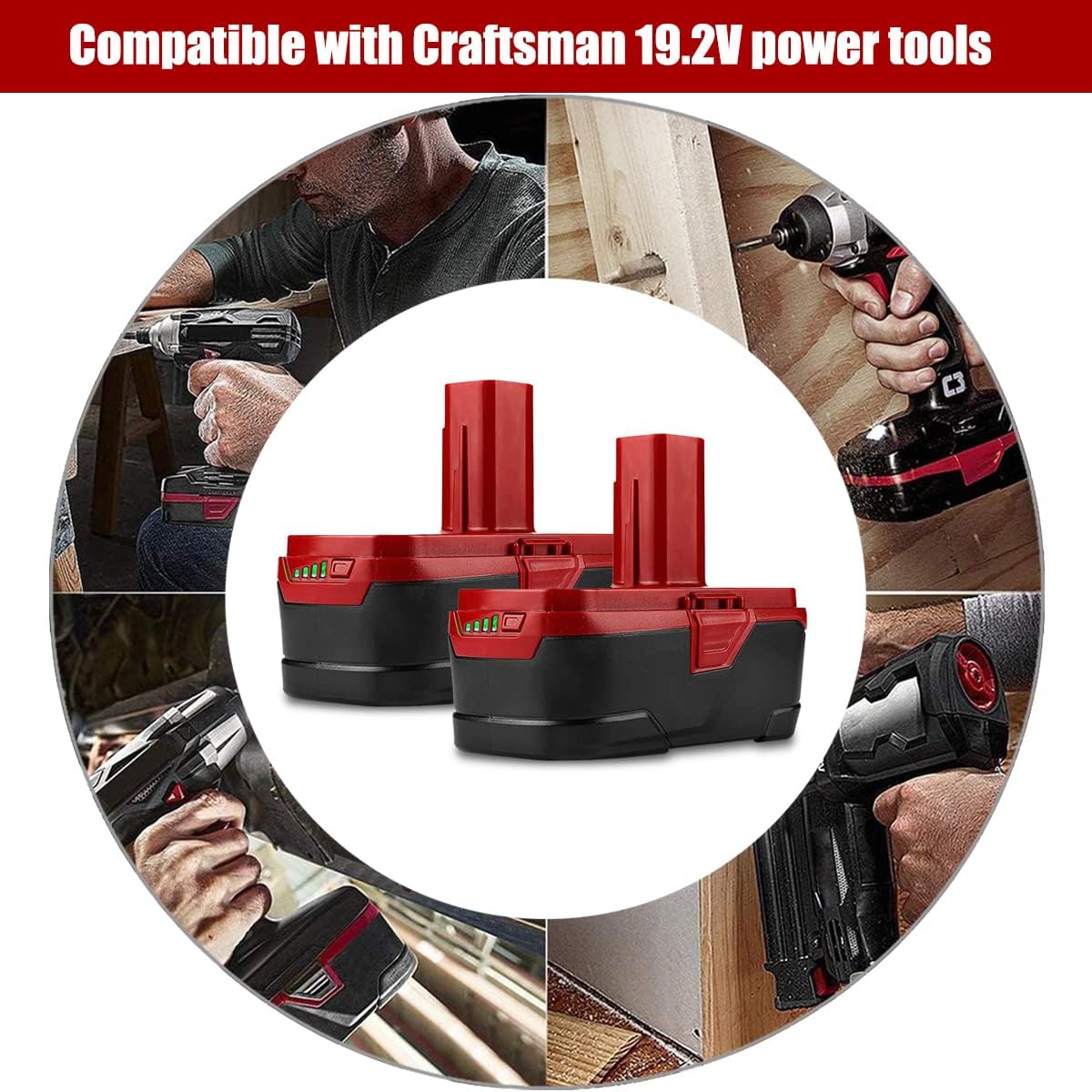 2 PACK 6.5Ah C3 High Capacity 19.2V Battery PP2030 Compatible with CRAFTSMAN 19.2V Lithium Battery C3 Tools XCP 19.2V 4.0Ah 72Wh 315.PP2030 130211030 2.6Ah 48Wh PP2025 PP2020 19.2V Battery Pack