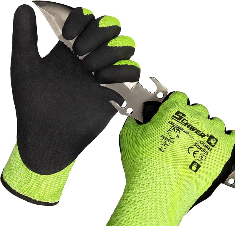 2 Pairs A7 Cut Resistant Work Gloves, Touchscreen, CR3027, XL | Sandy Nitrile Coated, Superior Grip, Used for Woodworking, Glass Cutting, Construction, Cargo Handling, Gardening, Car Repair