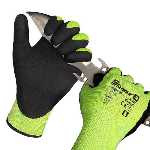 Schwer 2 Pairs A7 Cut Resistant Work Gloves, Touchscreen, CR3027, M | Sandy Nitrile Coated, Superior Grip, Used for Woodworking, Glass Cutting, Construction, Cargo Handling, Gardening, Car Repair