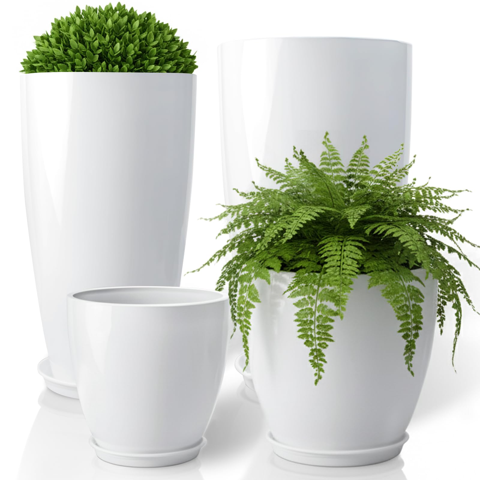 Grand pot de fleurs avec trou de drainage et soucoupe ZMTECH, design léger et étanche pour porche