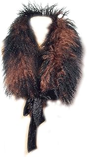 PantoffelDIVA - Sciarpa Tibetlamm Boa con punte chiare e nastro in velluto nero