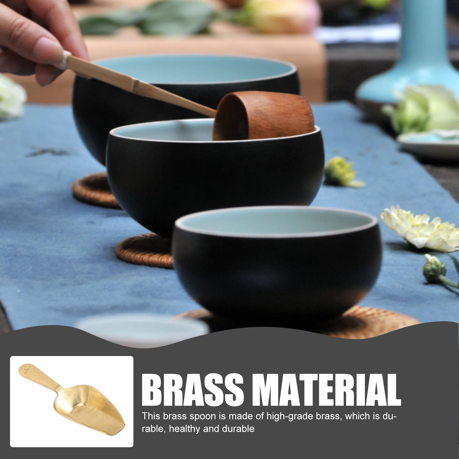 NUOBESTY Messing Teelöffel Kleine Teeschaufel Für Losen Tee Und Kaffeebohnenlöffel Korrosionsbeständig Vielseitig Für Küche Haushalt Und Reisen 3.74X1.26X0.98In