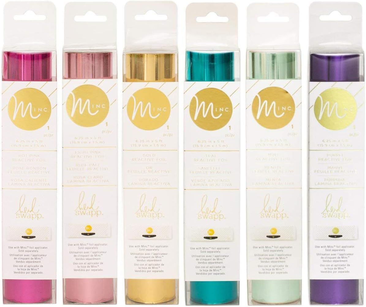 Heidi Swapp Minc Reactive Foil - Six 6.25" x 5' Rolls - Hot Pink, Light Pink, Mint, Teal, Gold, Purple