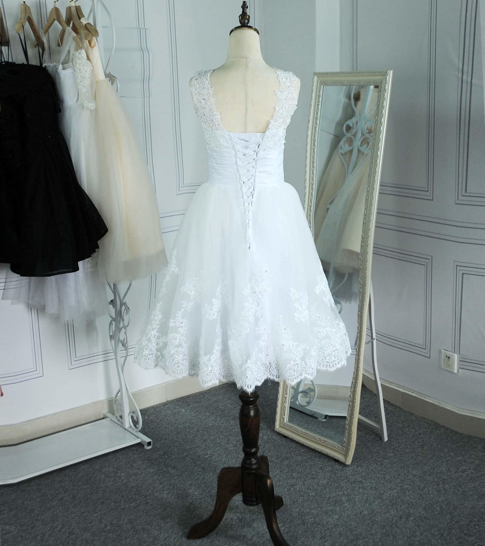 Robe de Mariée Courte en Dentelle a - Word, Ivoire, 48