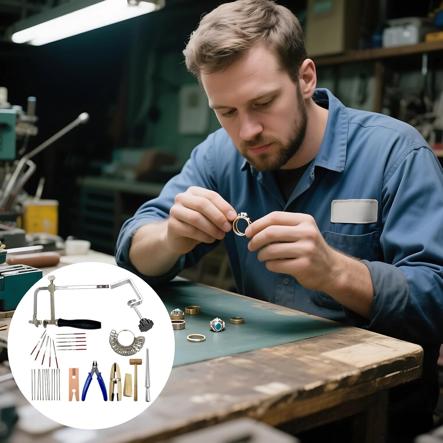 Kronabelle Jewelry Making Tools Set for Professionals, Adjustable Saw Frame, Ring Sizer, Diamond Files, Cutting Pliers, Wooden Hammer and More for DIY Ring Sizing, Cutting and Shaping