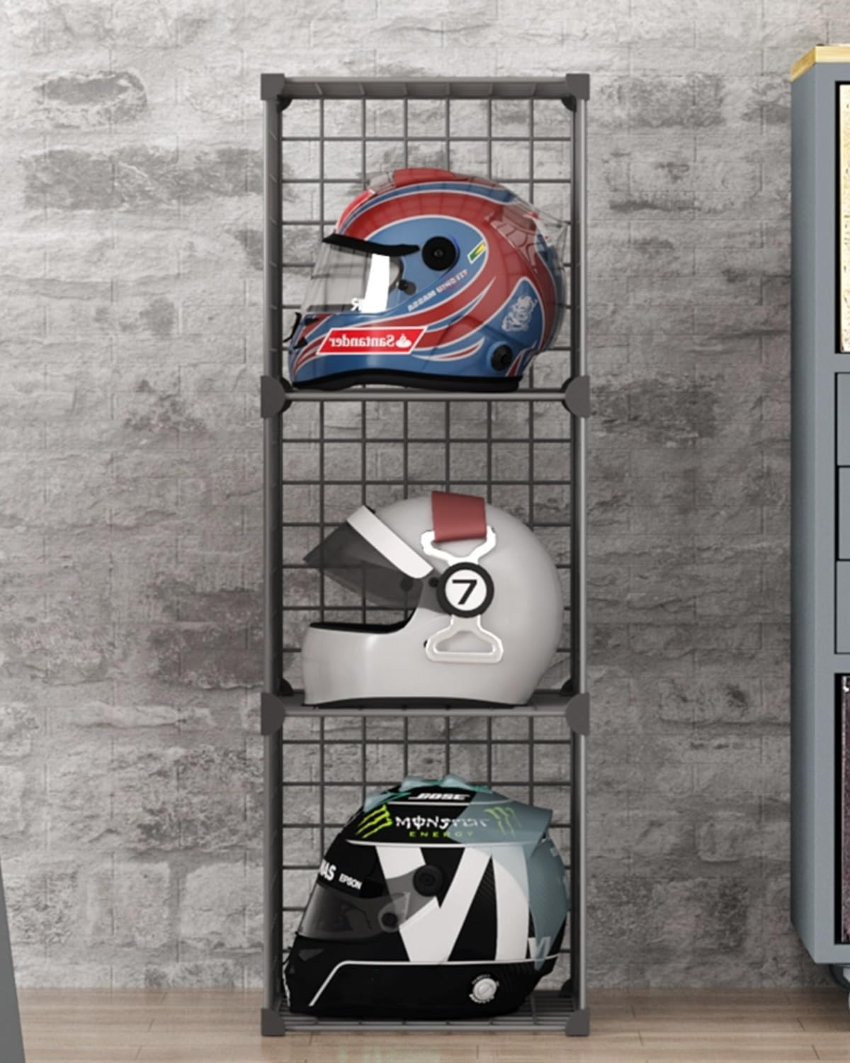 Casco Obra Soporte Metálico para Casco de Seguridad con Diseño Hueco. Soporte Vertical Apilable para Cascos de Motocicleta y Bicicleta. Cajas de Seguridad para Guardar Sombreros Sin Taladro.(WxH 32x96