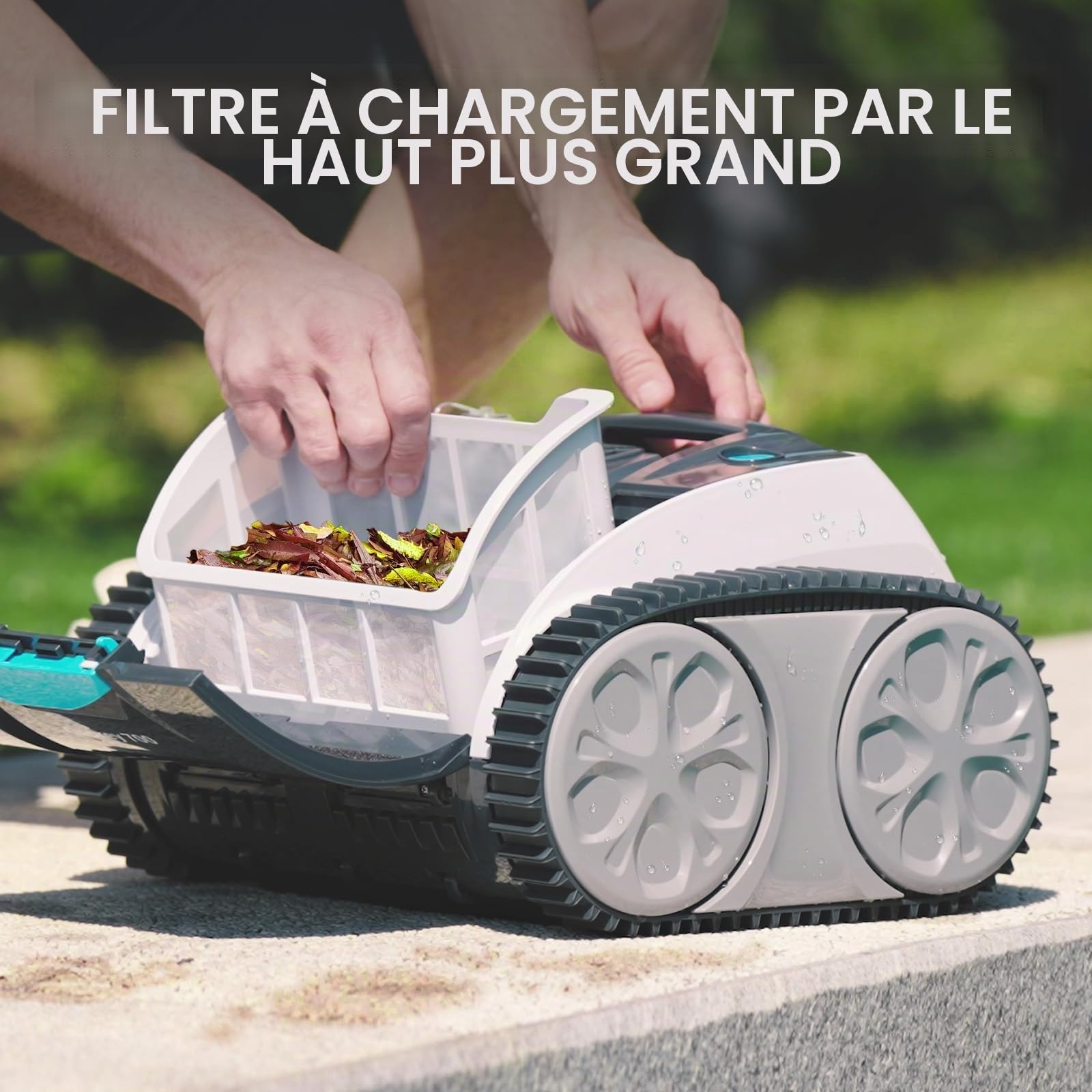 WYBOT Robot Piscine sans Fil pour 120 mins, Nettoyage Automatique du Sol, Ligne d'eau et des Murs, avec Charge Rapide, Aspirateur Piscine pour Piscines Hors Sol ou Enterrées Jusqu'à 120 ㎡