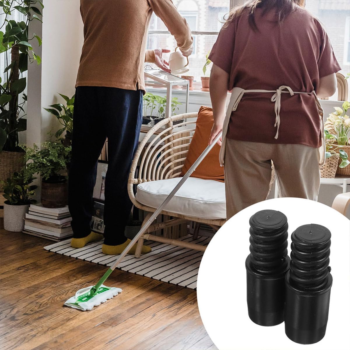 6 Piezas Adaptadores Roscados para Mango de Fregona Puntas de para Poste Extensible y Mango Recambios Resistentes de Plástico para Limpieza y Profesional