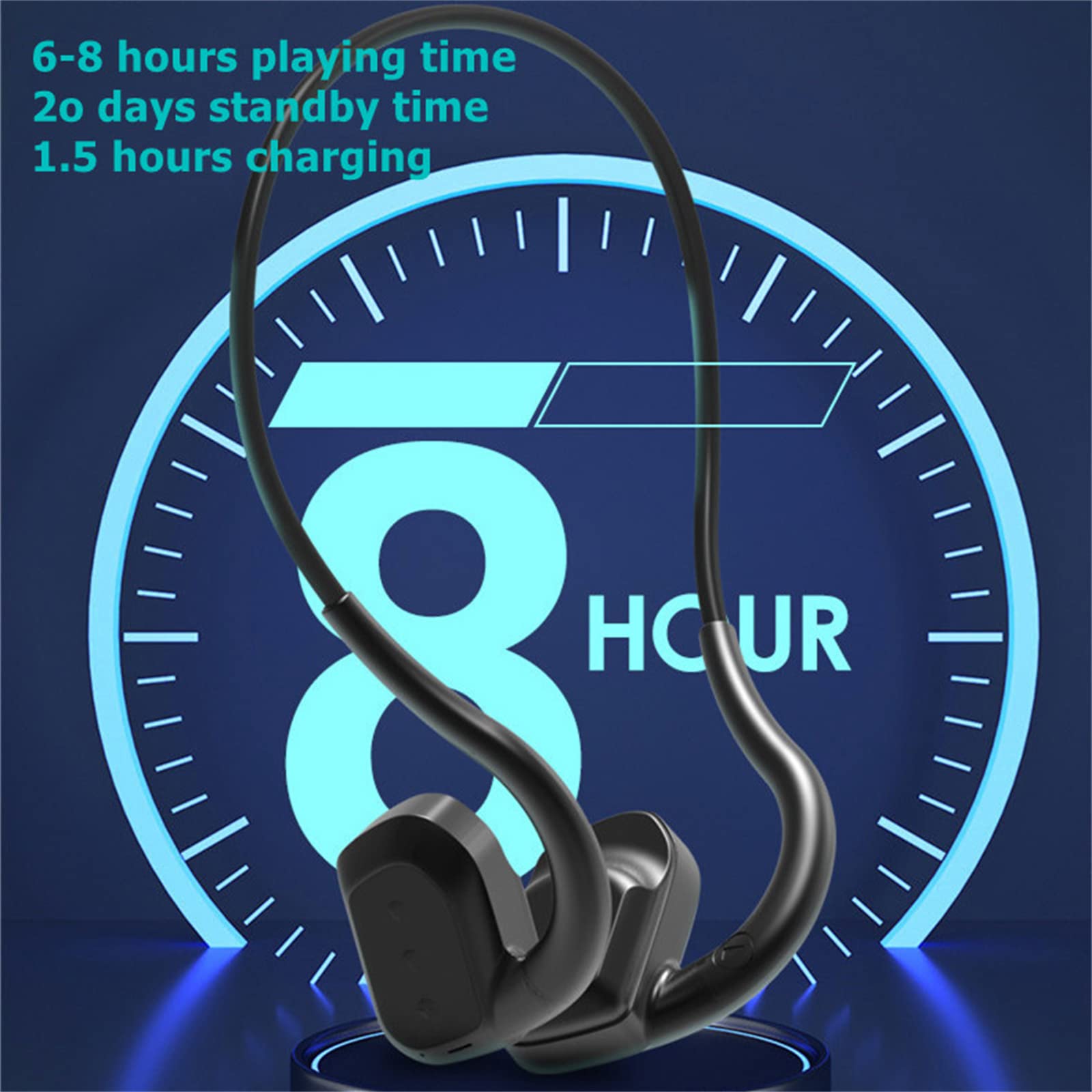 Auriculares Bluetooth inalámbricos de conducción ósea ipx8 Auriculares de natación Impermeables Fitness al Aire Libre 32 GB de Memoria Reproductor MP3 (Gris)