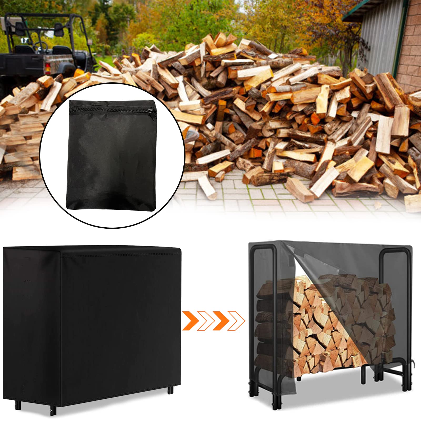 Copertura Per Legna Da Ardere DOCEPERT | Impermeabile Oxford 420D 240x61x124 Cm - Con Cerniera - Foto 11