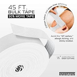 Hampton Adams | As Seen on Shark Tank | Elastic Kinesiology Tape (Bulk Roll) | 135ft Uncut | Supports & Protects Muscle Wrist Knee Shoulder Back Plantar Fasciitis | Waterproof Hypoallergenic (White)