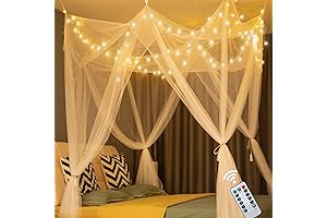 Obrecis Canopy for Twin Bed with Dreamy Star Lights