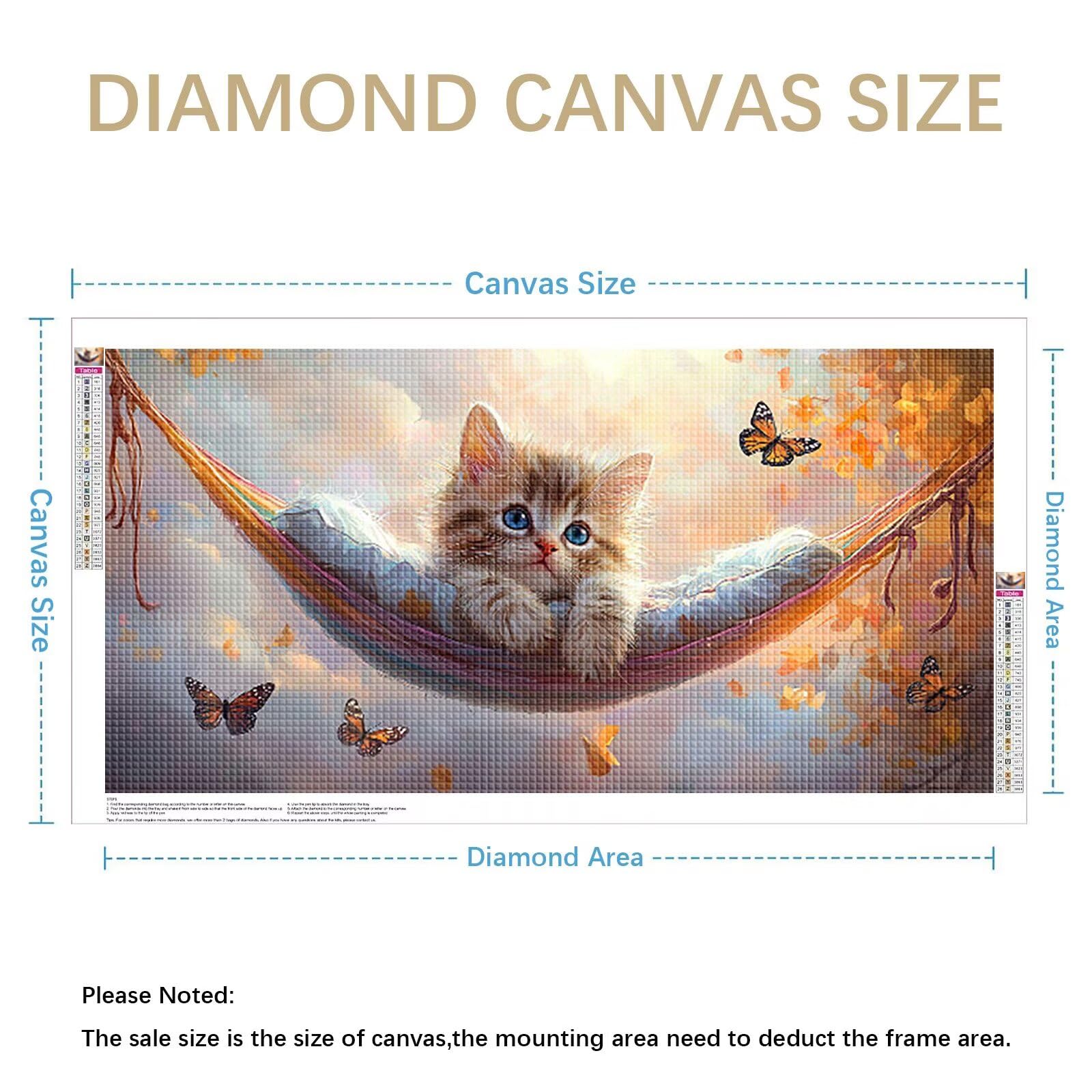 Diamond Painting Grande 160x80cm Gato Diamond Painting Adultos, DIY Mariposa Pintura de Diamante Manualidades Adultos, 5D Cuadrado Rhinestone Bordado Punto de Cruz para Home Decoration Regalo 0J-247