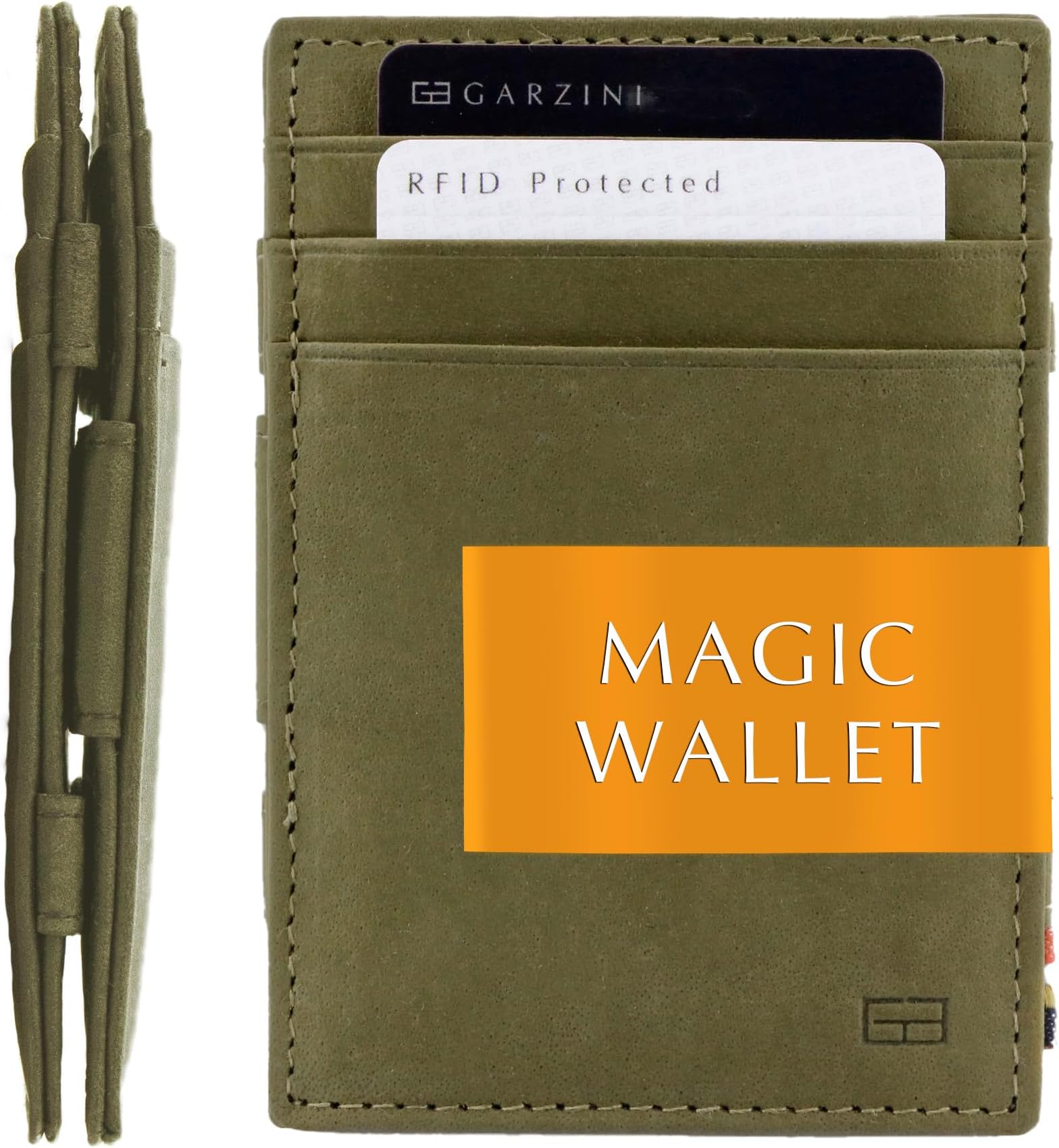 Garzini Magic Wallet, Mens Wallet Leather, ID Card Holder RFID Blocking, Slim Wallet for Men for 10 Cards