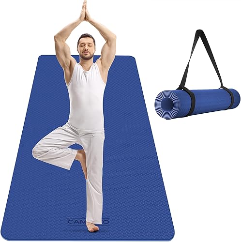 CAMBIVO Tapete de yoga extra ancho para mujeres y hombres (72"84" x 32" x 14") Tapete de entrenamiento TPE antideslizante grande para yoga, pilates,