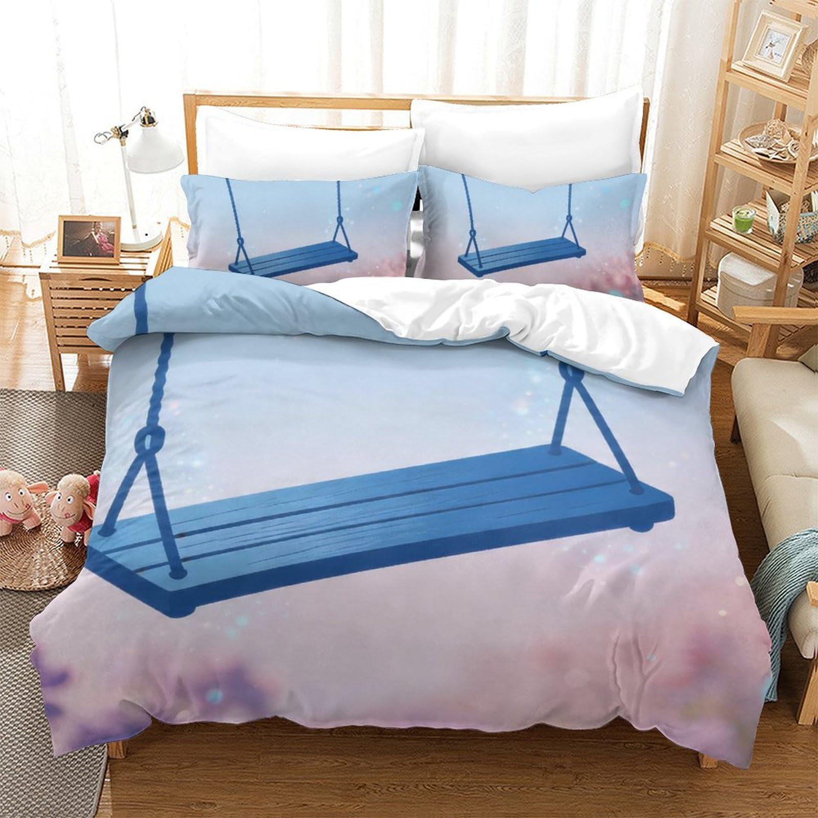 Housse de couette balancoire 3D King 220x240cm en microfibres
