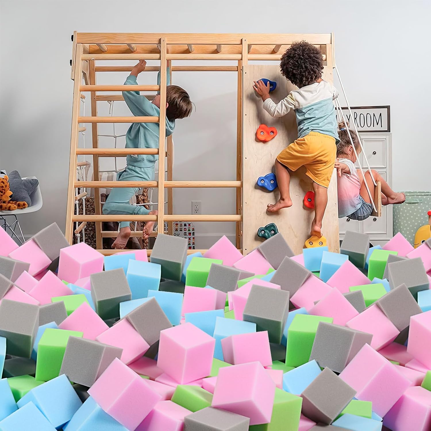 Foam Pit Cubes - 24 PCS 5 Inches Gymnastics Foam Blocks Trampoline Blocks, Multi-Sport Protective Padding for Freerunning, Trampoline, Parkour, Skate Parks & BMX