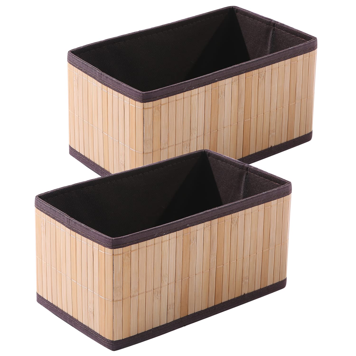 HomeStorieEco-Friendly Foldable Natural Bamboo Storage Basket Bins Organizer (Pack of 2)