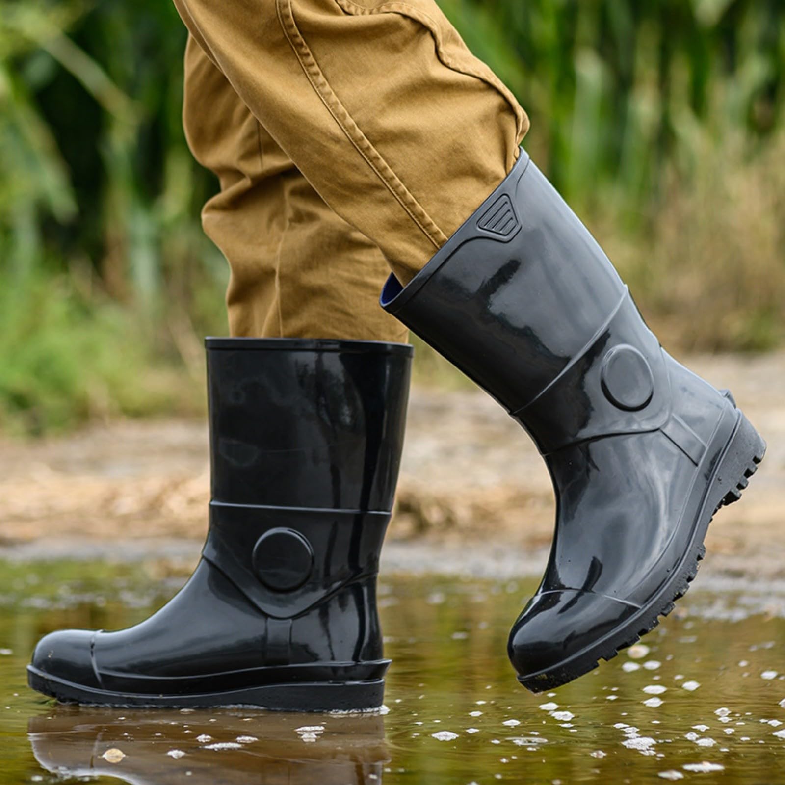 Botas de agua para mujer, botas de lluvia para hombre, botas de goma impermeables, botas de lluvia, antideslizantes, botas de jardín, botas de agua, botas de lluvia, botas largas