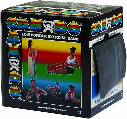 Banda para hacer ejercicio CanDo, de bajo polvo, 4 pies de longitud, Negro , 1