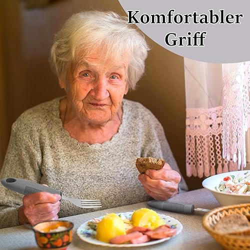 Miniatura 2 de Utensilios adaptativos, utensilios con peso para temblores de manos, estabilidad mejorada, tenedor de acero inoxidable, cuchillo y cuchara,