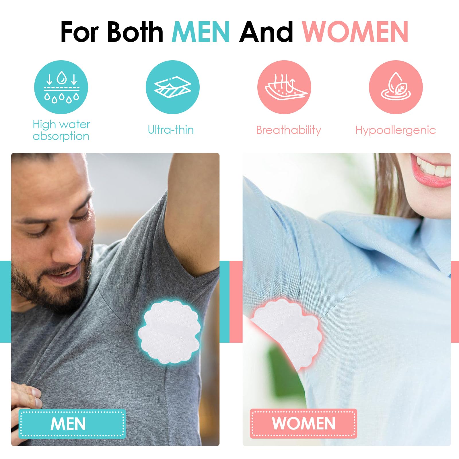 40 Piezas Almohadillas Sudor, Almohadillas de Sudoración para Axilas, Cómodo y Invisible Parches Antisudor Axilas, Protector Antitranspirante para Sudor y Olor para Hombres y Mujeres