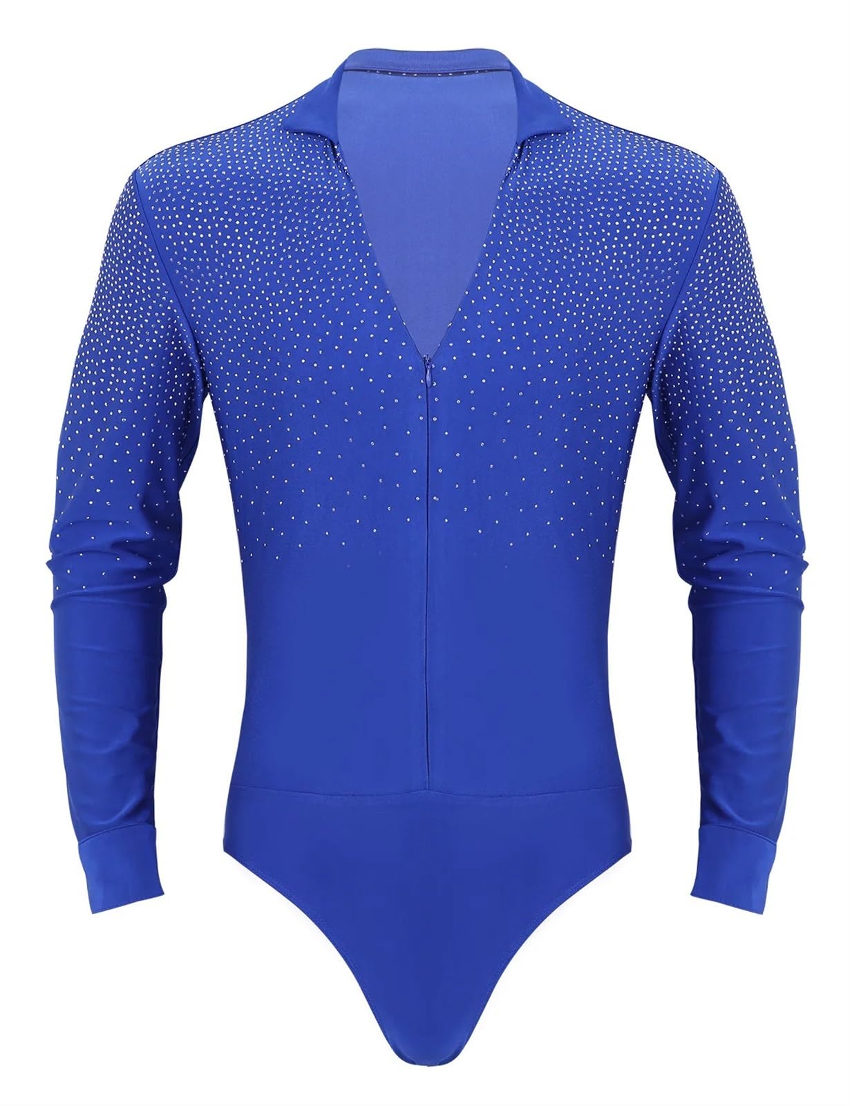 Latin Dance Dress Lateinisches Tanzhemd for Herren mit V-Ausschnitt Herren-Tanzhemd Gesellschaftstanz-Latin-Tanzkleidung Professionelle Wettkampf-Tanzkleidung (Color : Royal Blue, Size : M)