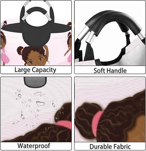 Miniatura 3 de Cesta de almacenamiento para ropa sucia negra afroamericana, para juguetes, organizador de ropa, para el hogar, baño, dormitorio, guardería, 52 l