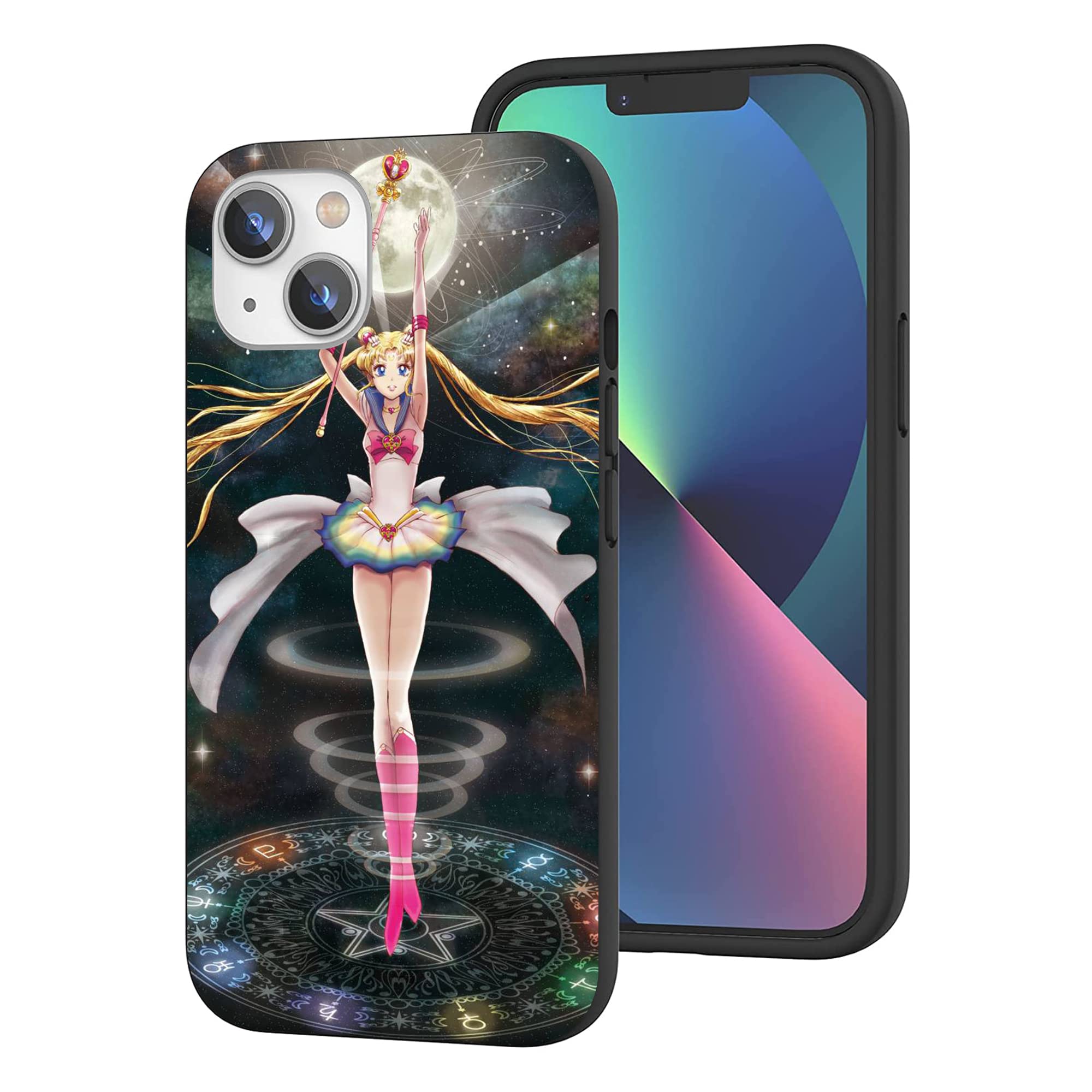 CHENQIAOHU Compatible with iPhone 15 Case, Full Body Protection Shockproof Protective Phone Case Slim Thin Cover (Anime-Sailor-Moon-Magic-3)