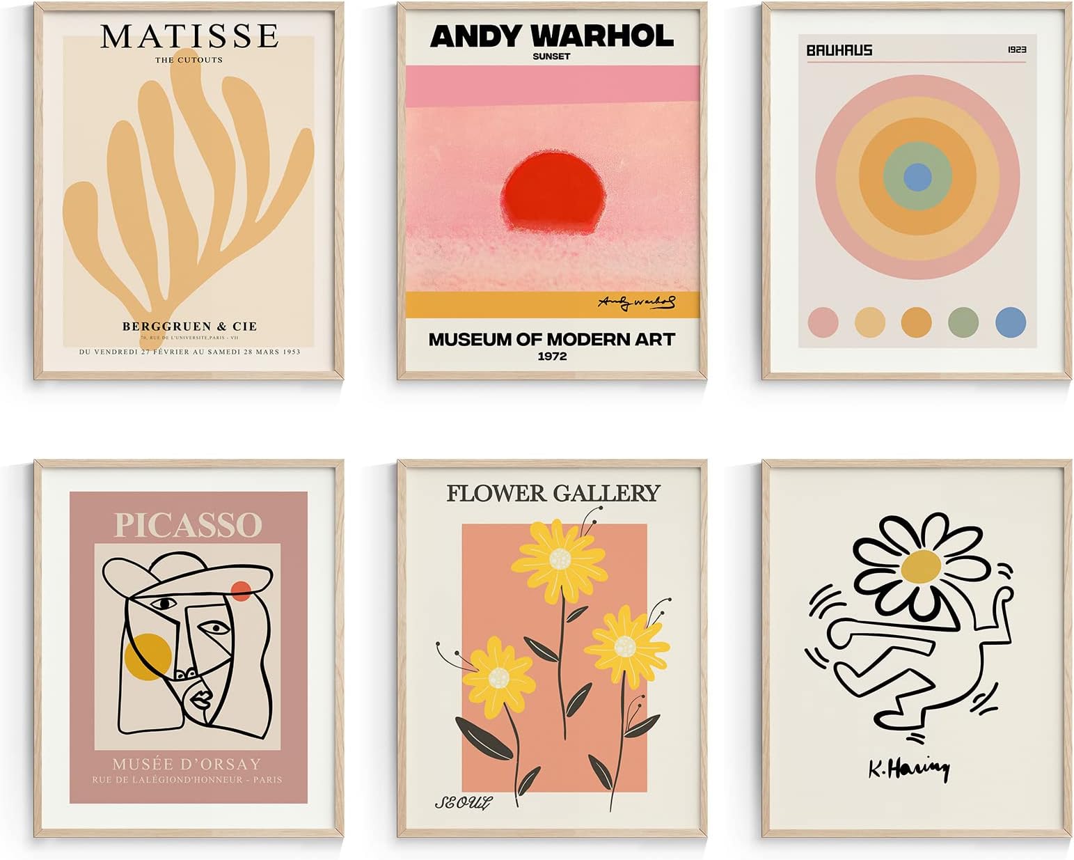Habseligkeit Abstract Wall Art Prints, Flower Market Wall Art Prints, Cute Matisse Posters for Room Aesthetic Unframed, 8x10in, Set of 6