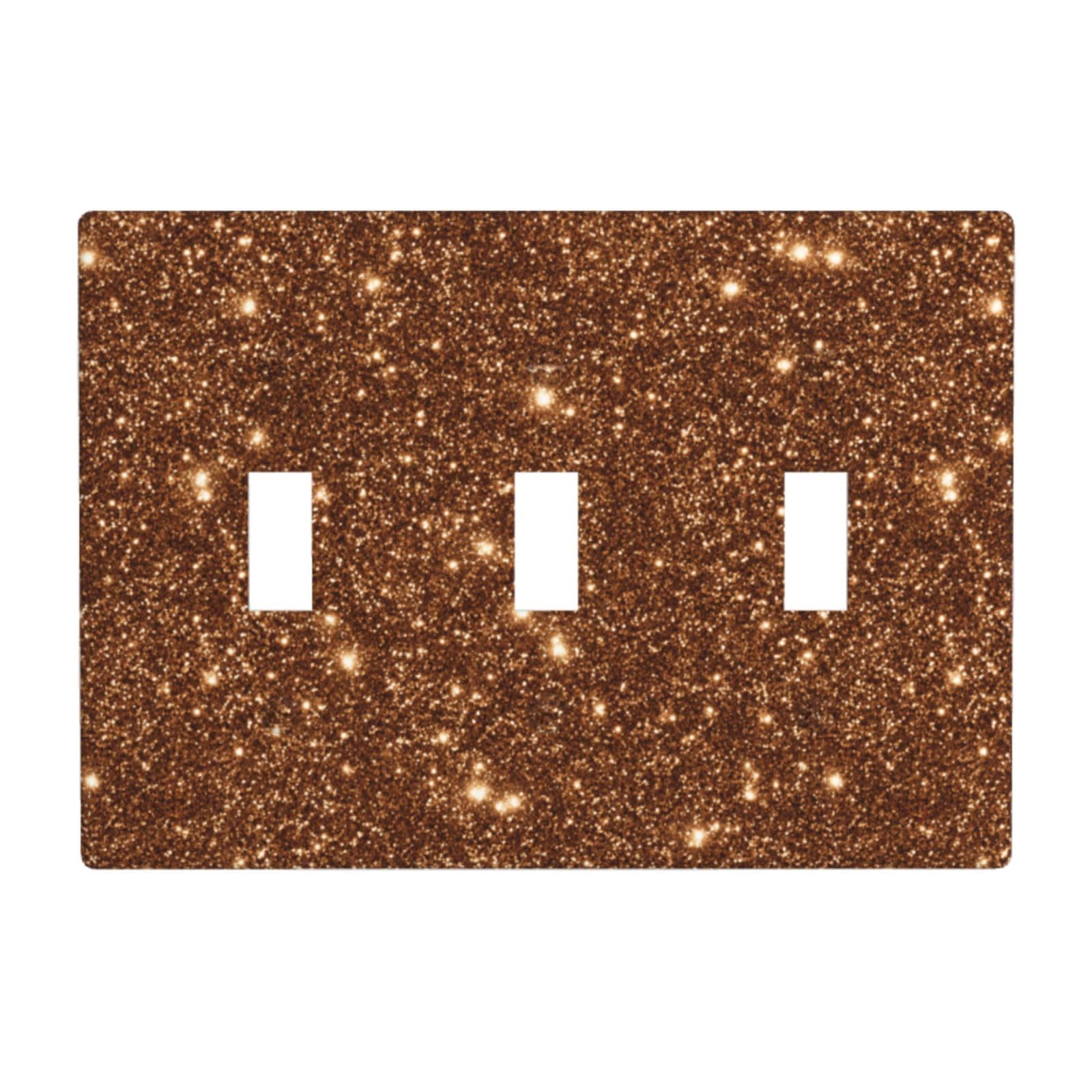 Bronze Foil Glitter Texture Light Switch Covers 3 Gang Triple Toggle Wall Plate Switchplate Electrical Faceplate for Bathroom Kitchen Bedroom Decor