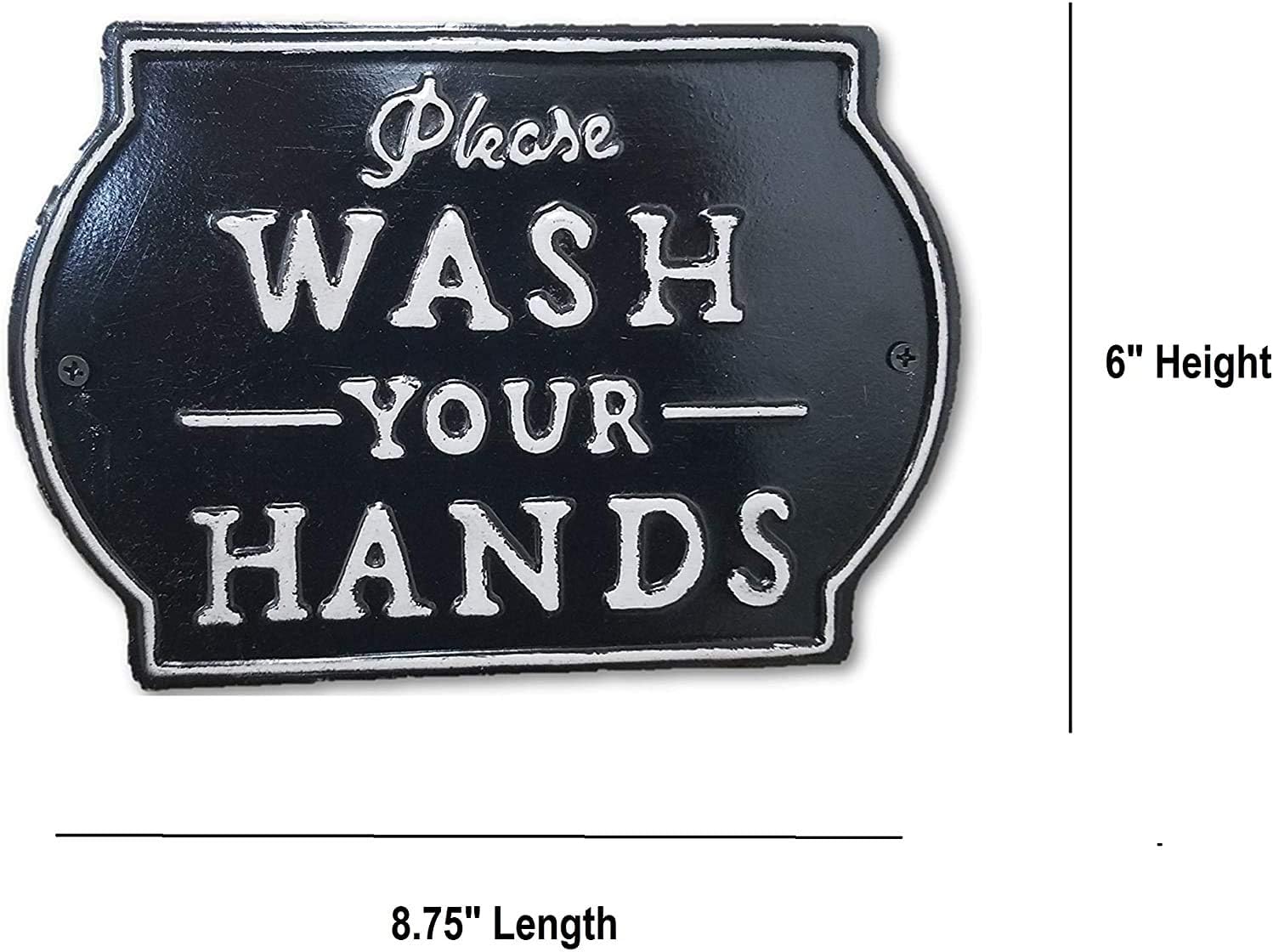 THE NIFTY NOOK "Please Wash Your Hands Vintage Metal Farmhouse Sign for Bathroom & Kitchen Décor 8.5" x 6" (Small Black) - Image 4