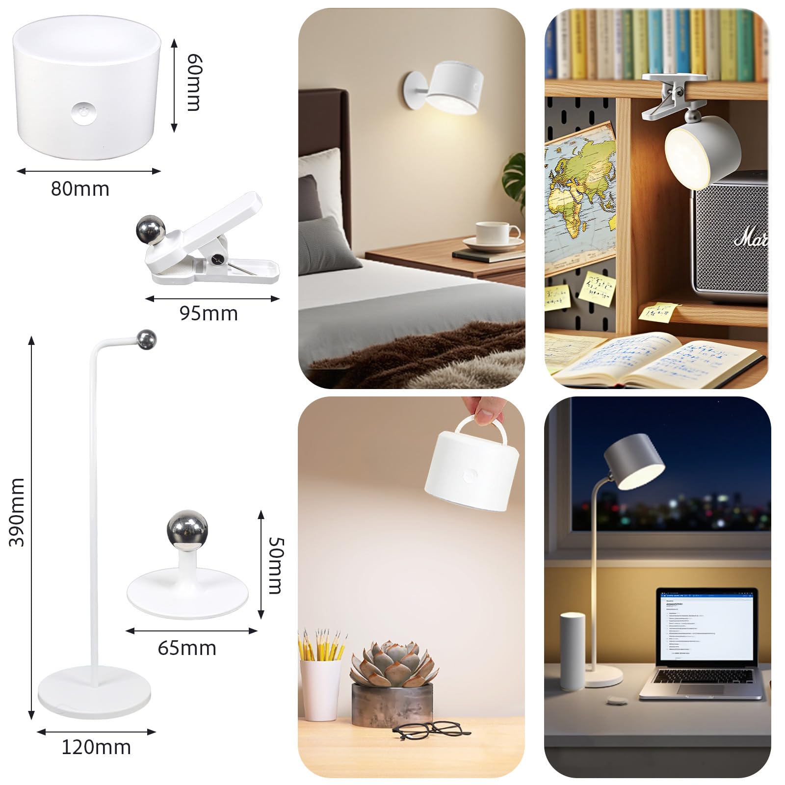 YAPJOY Rechargeable LED Desk Lamp, Eye-Caring Wireless LED Table Lamp with 2000mAh Battery - Image 4