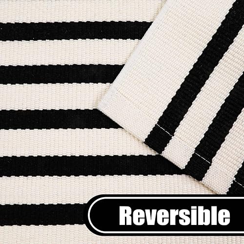 Miniatura 7 de KIMODE - Tapete de Halloween de 24 x 35 pulgadas, tapete de otoño a rayas para exteriores, lavable a máquina, tapete de algodón tejido a mano para