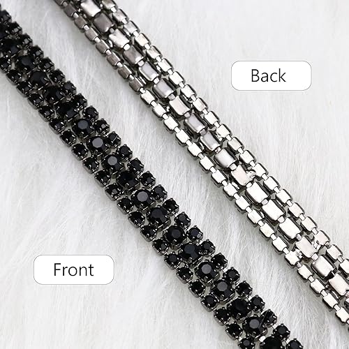 Miniatura 3 de Cadena de diamantes de imitación de cristal para manualidades, cadena de cierre de diamantes de imitación de cristal negro para hacer joyas,