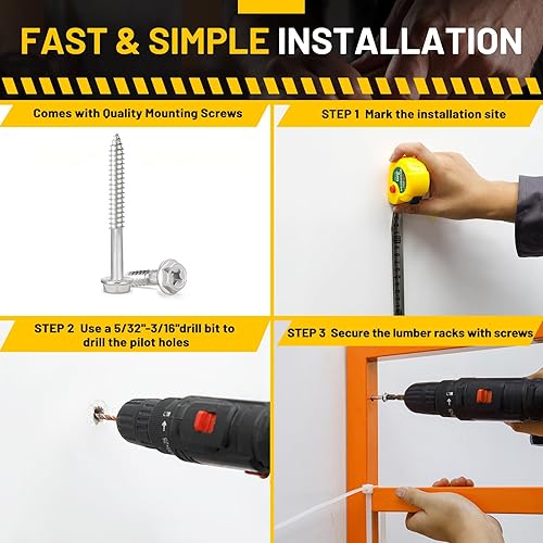 Miniatura 4 de YYR Organizador de madera y estante de almacenamiento de madera, estante de metal resistente con 4 niveles que soporta hasta 800 libras, uso en