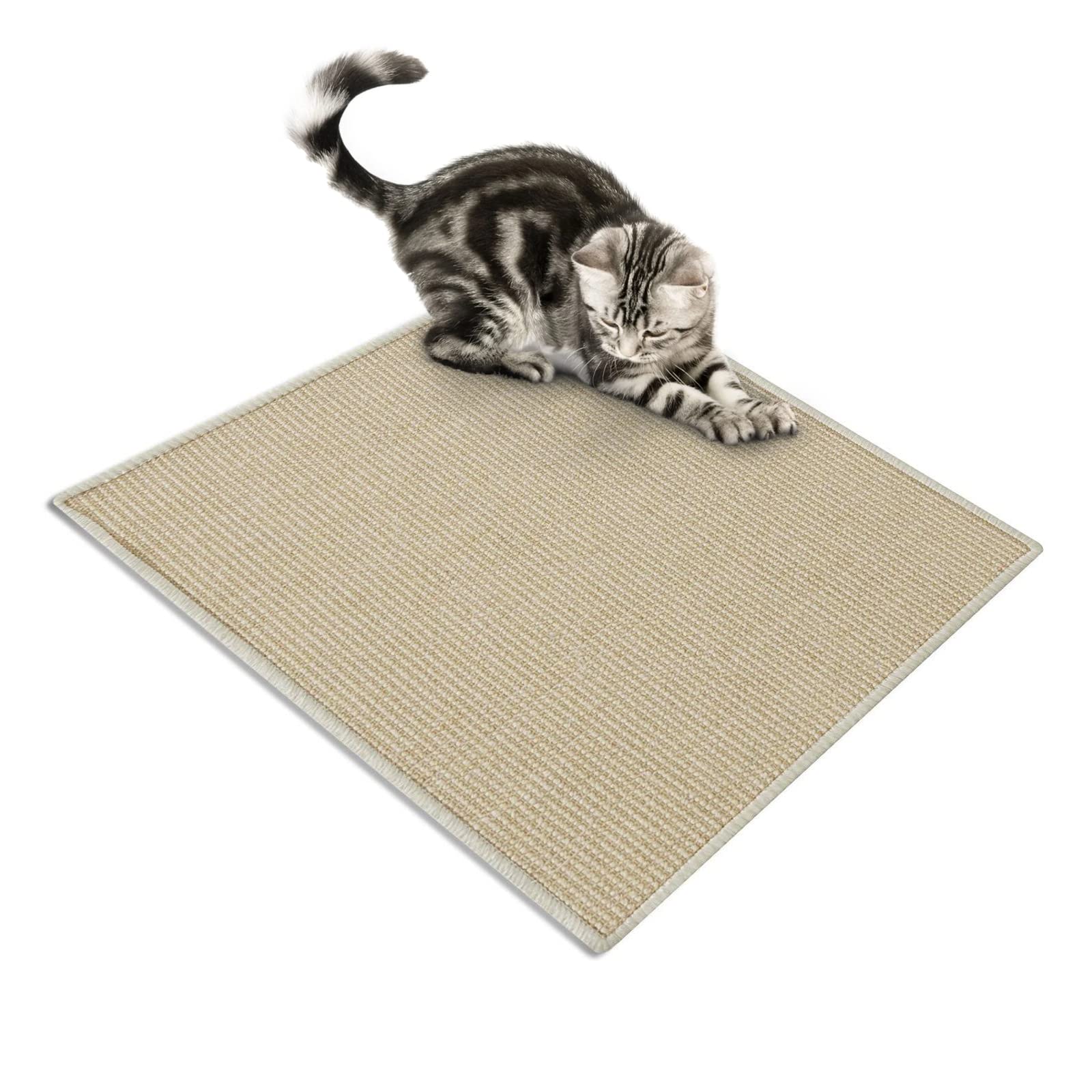 FLODI. Natural Sisal Cat Scratch Mat (200 x 300 cm, Ivory) Non-Slip Scratching Pad for Cats and Kittens, Protects Carpets and Furniture, Cat Claw Mat for Indoor Cats